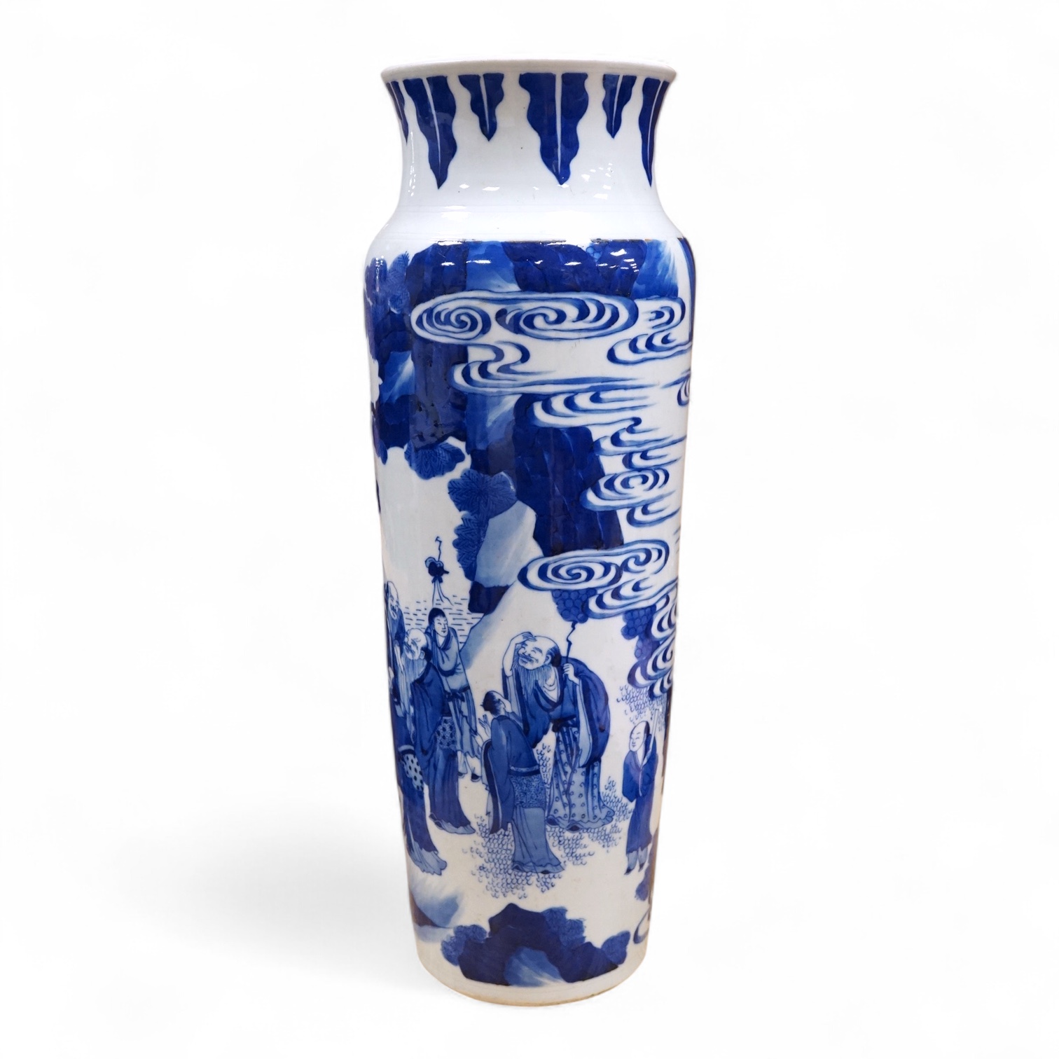 A Chinese blue and white rolwagen vase, 39cm high